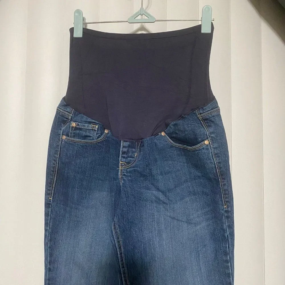 Old Navy Maternity Denim blue jeans.  Panel provides gentle back support as your - Picture 3 of 7
